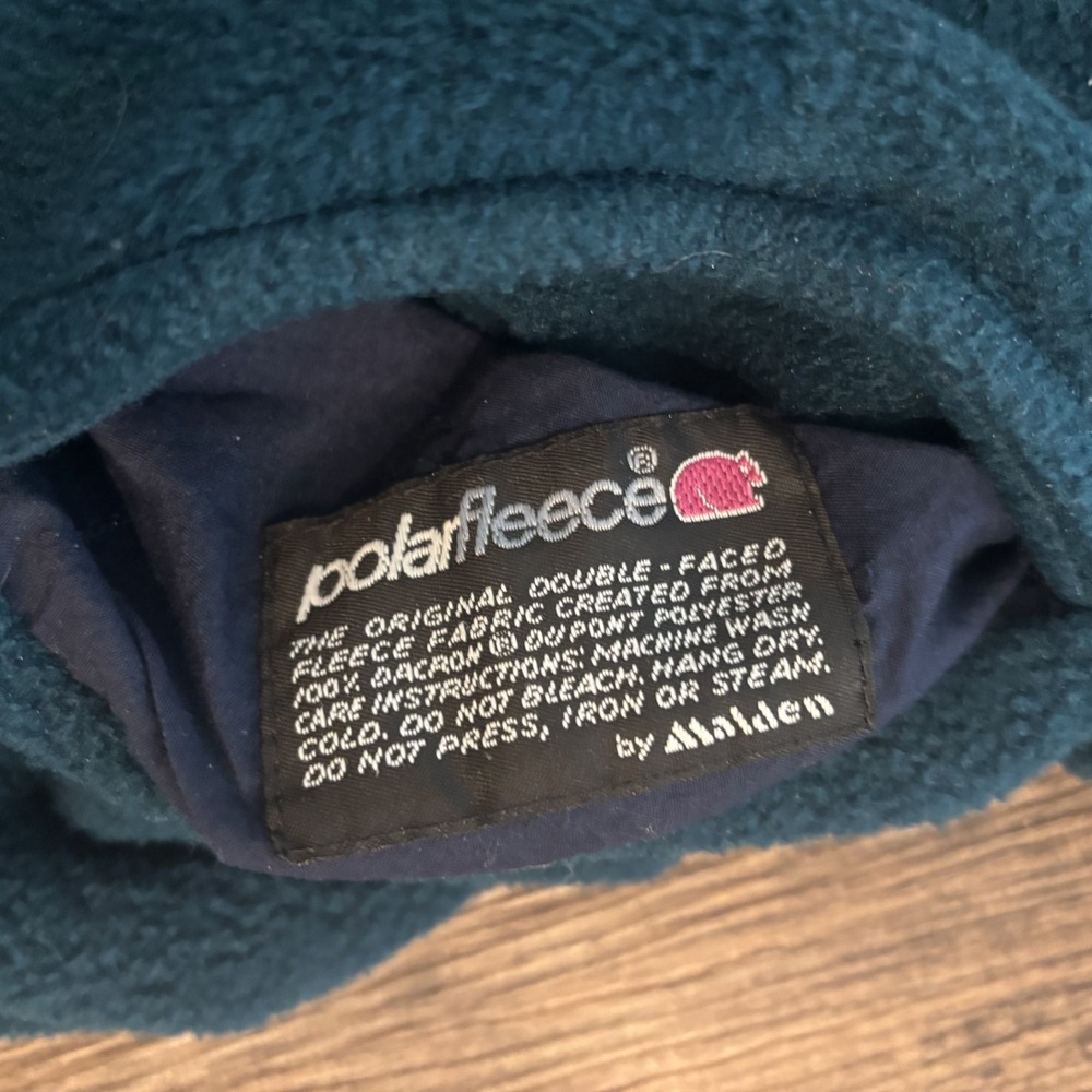 Vintage Sierra Sports Fleece Pullover Mens XL Teal Green Mock Neck Warm Layer - Picture 7 of 11